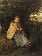 Jean Francois Millet Shepherdess or Woman Knitting oil painting on canvas